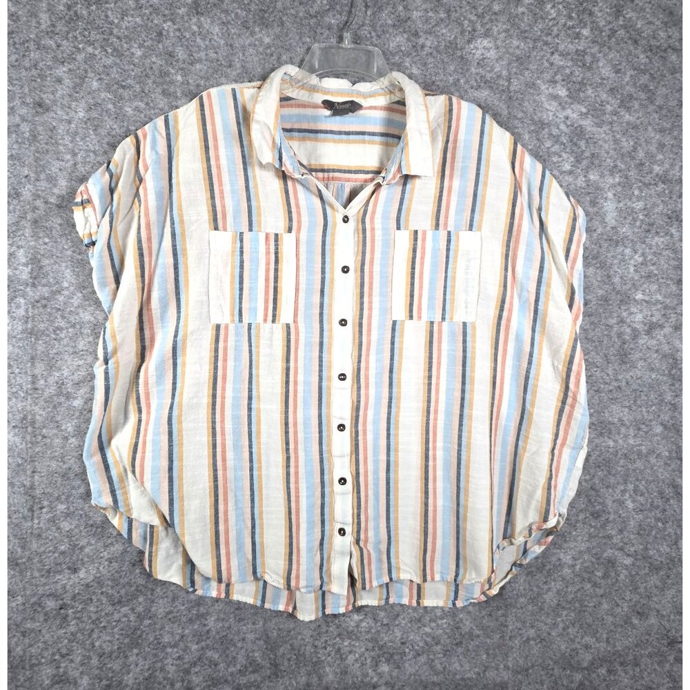 Natural Reflections Women’s Sleeveless Button Up Striped Blouse Casual Summer To